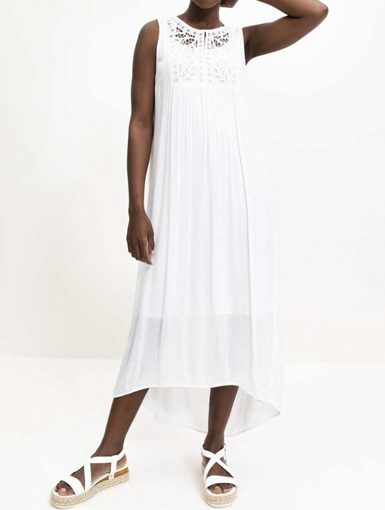 Shop Woolworths White Sleeveless Lace Bib Front Midi Dress for Women